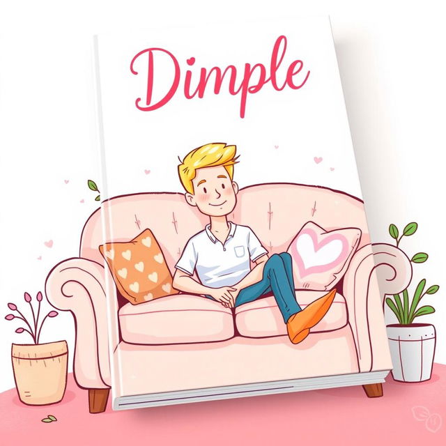 A charming illustrated book cover for a romance novel titled 'Dimple'