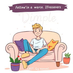 A charming illustrated book cover for a romance novel titled 'Dimple'