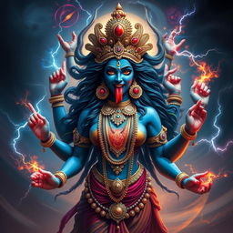 A stunning depiction of Goddess Kali, embodying a powerful and alluring presence