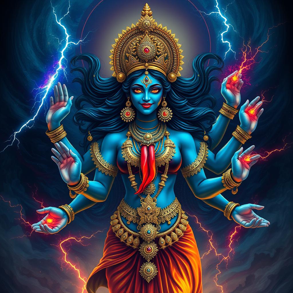 A stunning depiction of Goddess Kali, embodying a powerful and alluring presence