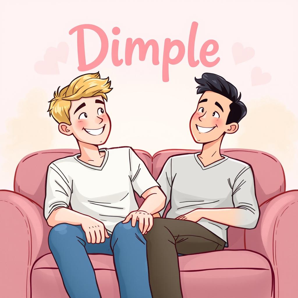 A whimsical illustrated book cover for a romance novel titled 'Dimple'