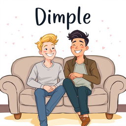 A whimsical illustrated book cover for a romance novel titled 'Dimple'