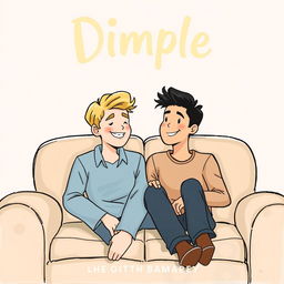 A whimsical illustrated book cover for a romance novel titled 'Dimple'