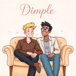 A delightful illustrated book cover for a romance novel titled 'Dimple'