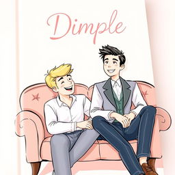 A delightful illustrated book cover for a romance novel titled 'Dimple'