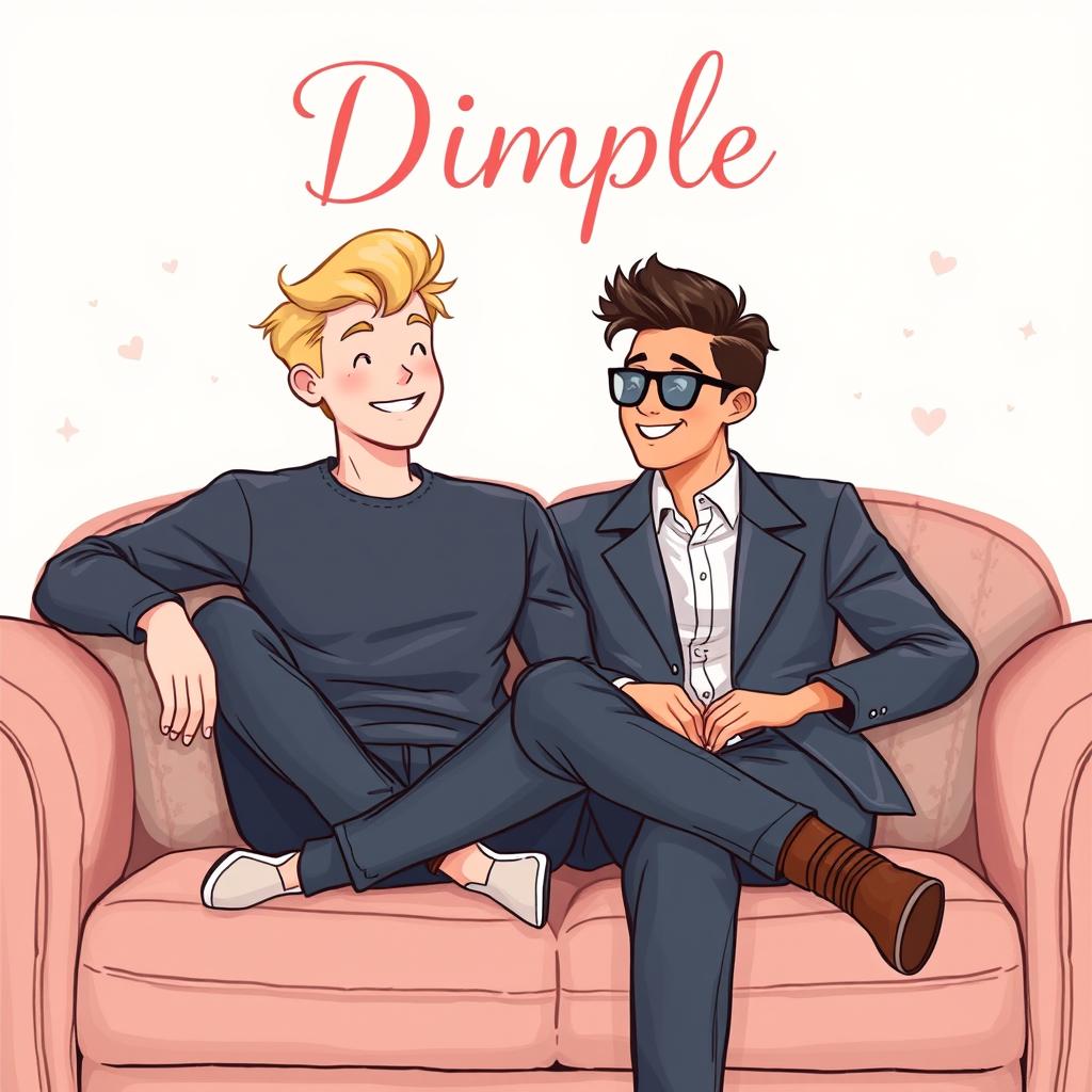 A delightful illustrated book cover for a romance novel titled 'Dimple'