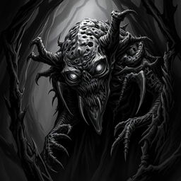 A menacing rotting dark shadow creature lurking in the shadows, designed in a detailed Dungeons & Dragons fantasy style