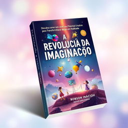 A captivating book cover design for 'A Revolução da Imaginação', with the subtitle 'Descubra como Liberar seu Potencial Criativo para Transformar Ideias em Realidade'