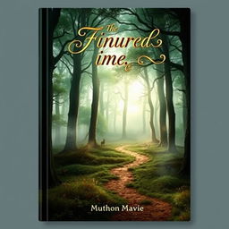 A captivating book cover design that features a mysterious forest with tall, ancient trees shrouded in mist