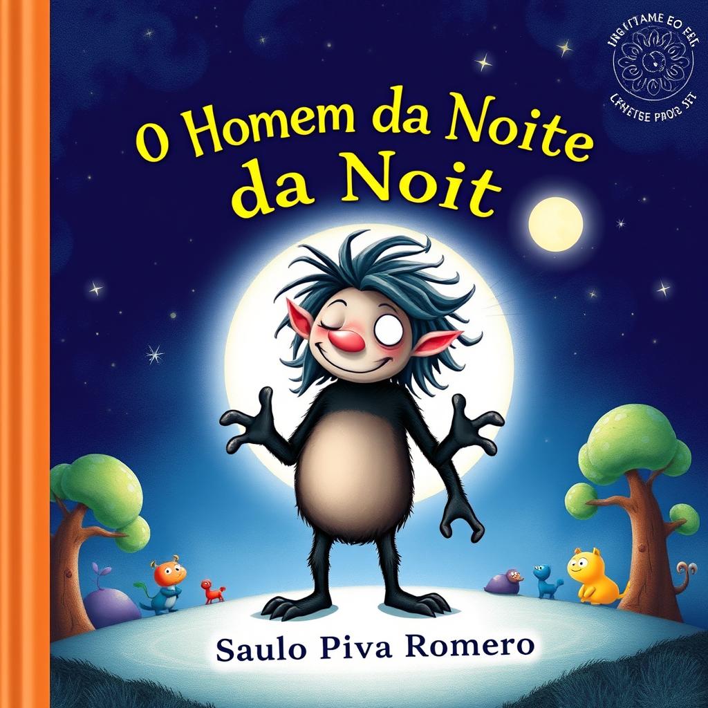 An intriguing children's book cover for 'O Homem da Noite' by Saulo Piva Romero