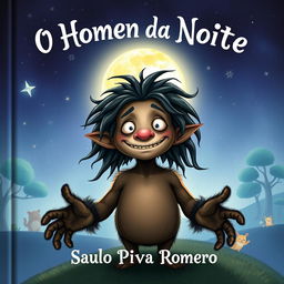 An intriguing children's book cover for 'O Homem da Noite' by Saulo Piva Romero