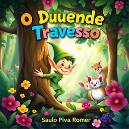 A charming children's book cover for 'O Duende Travesso' by Saulo Piva Romero