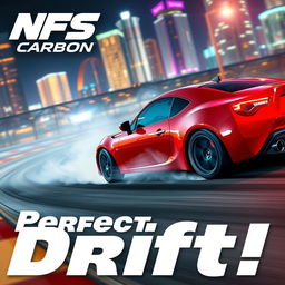 A thrilling scene featuring a red Toyota GT86 car expertly drifting on a racing track, embodying the excitement of the game NFS Carbon