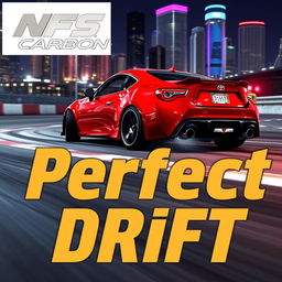 A thrilling scene featuring a red Toyota GT86 car expertly drifting on a racing track, embodying the excitement of the game NFS Carbon