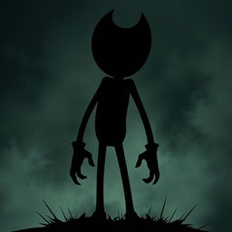 A chilling silhouette of Bendy, designed to evoke a sense of terror