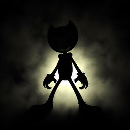 A chilling silhouette of Bendy, designed to evoke a sense of terror