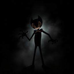 A chilling silhouette of Bendy, designed to evoke a sense of terror