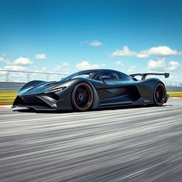 An aerodynamic hypercar design that strongly resembles a Mercedes AMG, featuring a sleek and elongated body with smooth curves and sharp edges