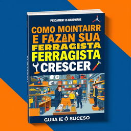 A vibrant and informative cover for the book titled 'COMO MONTAR E FAZER SUA FERRAGISTA CRESCER: GUIA PARA O SUCESSO'