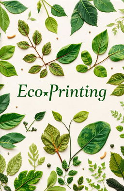 A beautiful book cover for an eco-printing book that features leaves and botanical prints