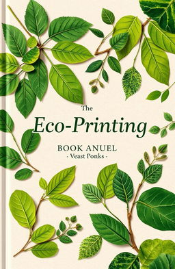 A beautiful book cover for an eco-printing book that features leaves and botanical prints