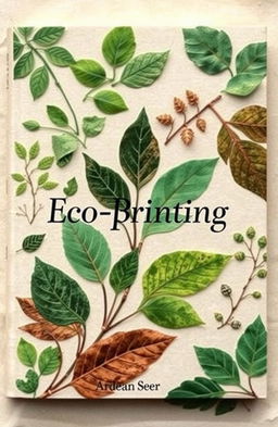 A beautiful book cover for an eco-printing book that features leaves and botanical prints