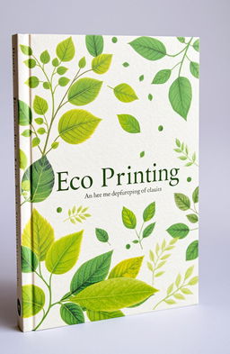 A beautiful book cover for an eco-printing book that features leaves and botanical prints