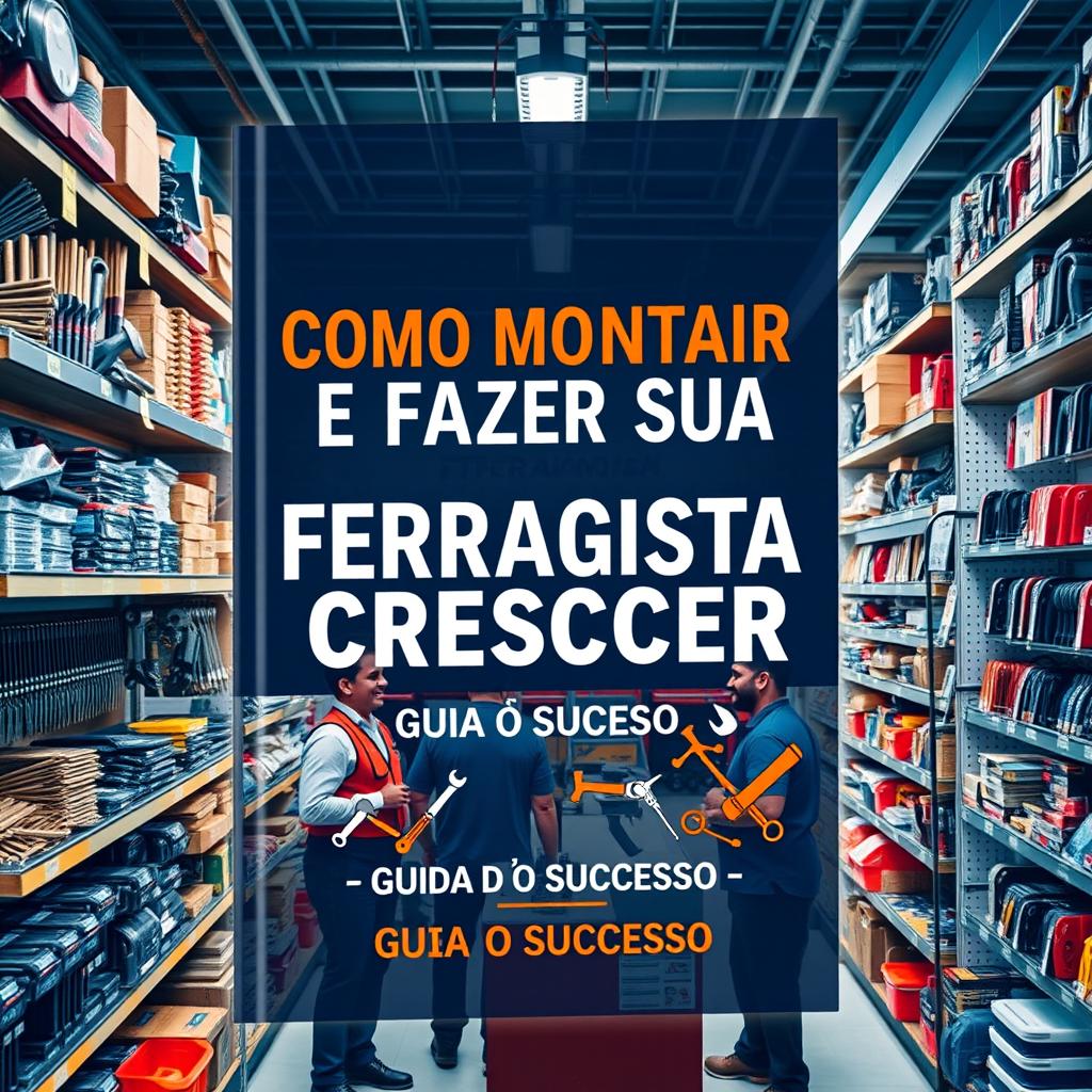 A compelling and motivational book cover for 'COMO MONTAR E FAZER SUA FERRAGISTA CRESCER: GUIA PARA O SUCESSO'