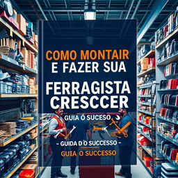 A compelling and motivational book cover for 'COMO MONTAR E FAZER SUA FERRAGISTA CRESCER: GUIA PARA O SUCESSO'