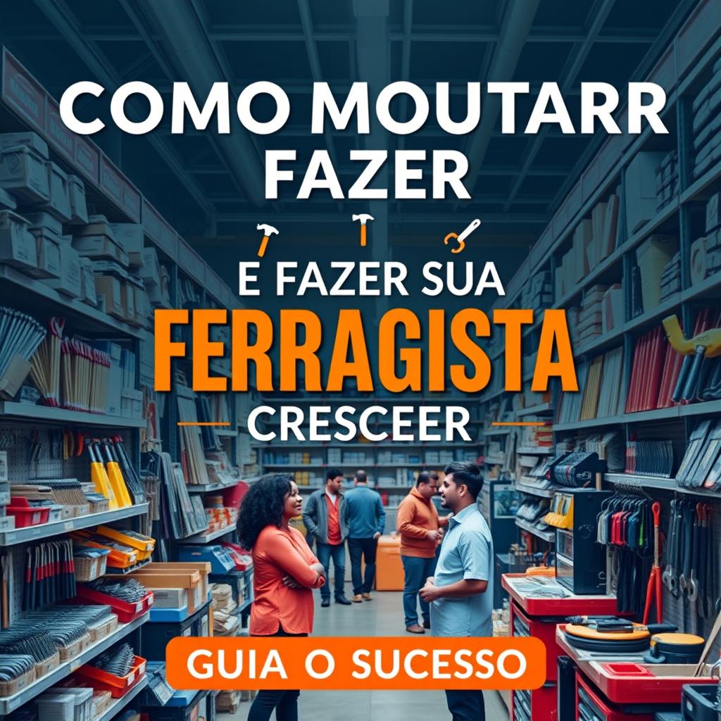 A compelling and motivational book cover for 'COMO MONTAR E FAZER SUA FERRAGISTA CRESCER: GUIA PARA O SUCESSO'