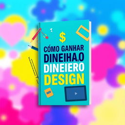 A visually appealing ebook cover design featuring the title 'Como Ganhar Dinheiro com Design' prominently displayed