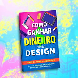 A visually appealing ebook cover design featuring the title 'Como Ganhar Dinheiro com Design' prominently displayed