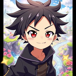 An engaging anime banner featuring a character named Gatoro, who is depicted with a charming smirk and a playful wink