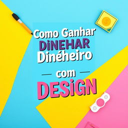 Uma capa de ebook visualmente atraente com o título 'Como Ganhar Dinheiro com Design' em destaque