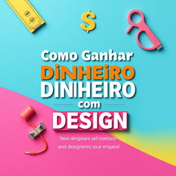 Uma capa de ebook visualmente atraente com o título 'Como Ganhar Dinheiro com Design' em destaque