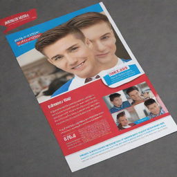 Design a vibrant back-to-school brochure featuring a special promotion for a barber shop haircut.