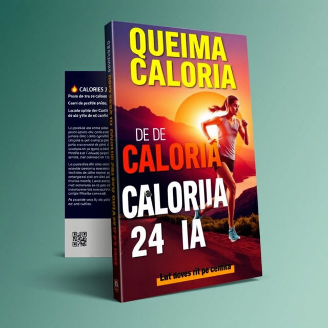 A vibrant ebook cover design titled 'Queima de Calorias 24 Horas' featuring a dynamic and energetic scene