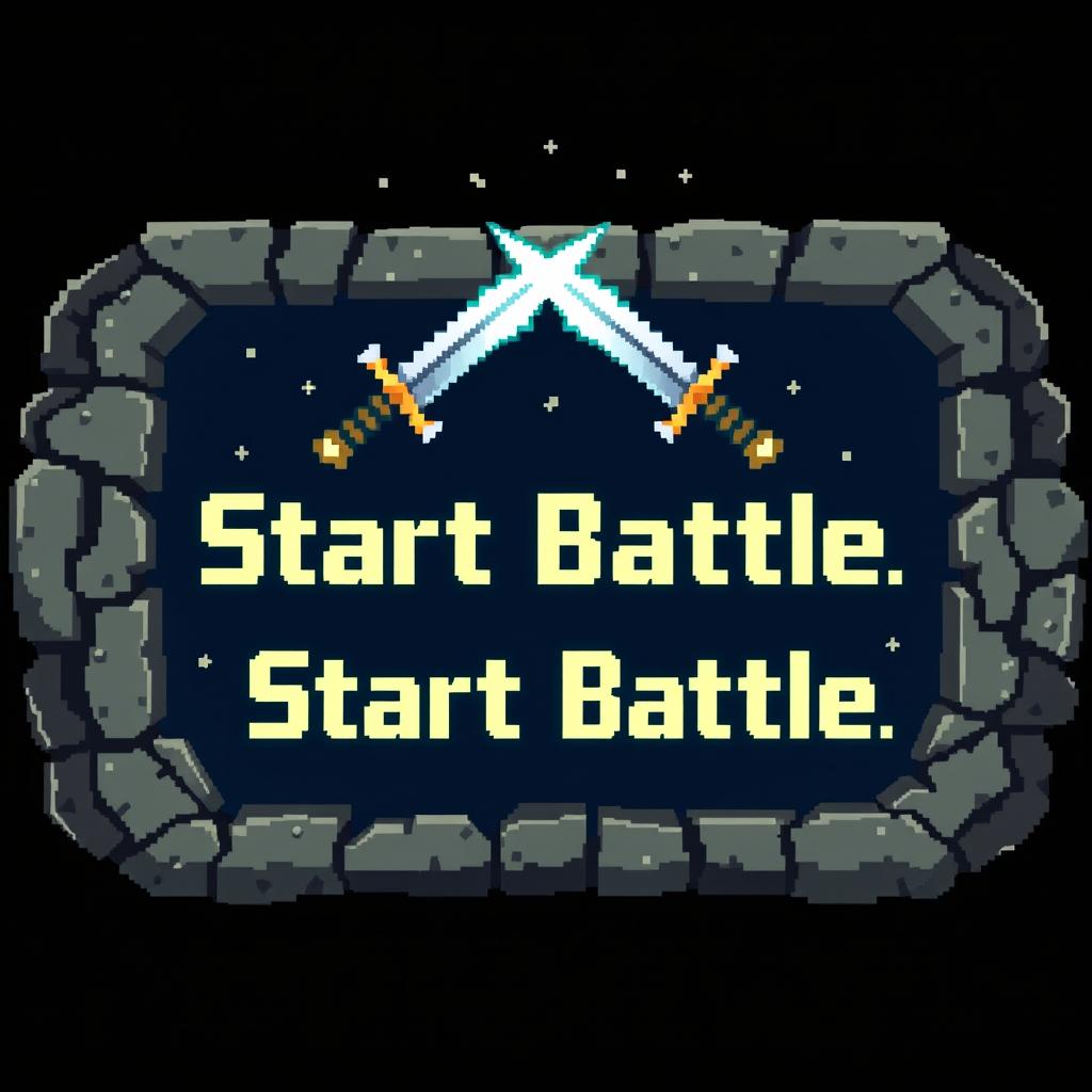 A pixelated 'Start Battle' button featuring two crossed swords at the top