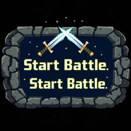 A pixelated 'Start Battle' button featuring two crossed swords at the top