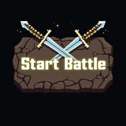 A pixelated 'Start Battle' button featuring two crossed swords at the top