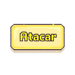 A pixelated 'Atacar' button designed for the character Vela