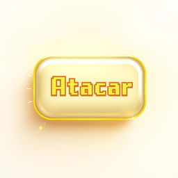 A pixelated 'Atacar Vela' button designed in a rectangular shape with soft, glowing edges in a golden hue, aligning with the light-based theme of the character