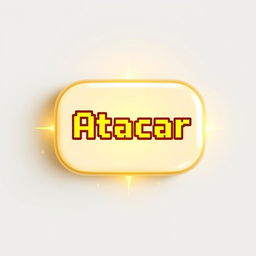 A pixelated 'Atacar Vela' button designed in a rectangular shape with soft, glowing edges in a golden hue, aligning with the light-based theme of the character