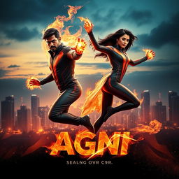 A cinematic sci-fi action superhero film poster titled 'AGNI'