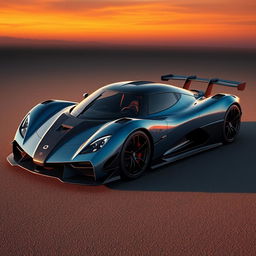 A unique aerodynamic supercar design that combines elements from both Koenigsegg and Pagani