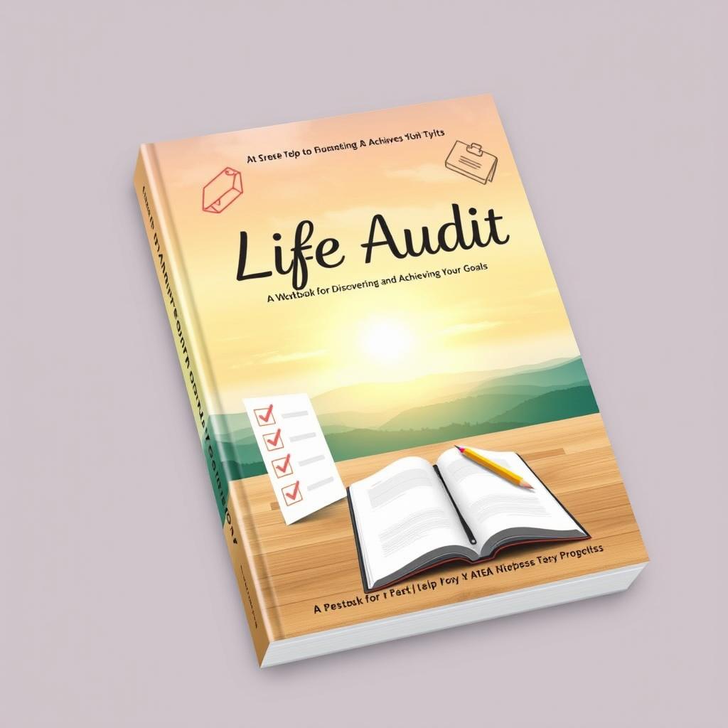 A visually appealing book cover for a self-help workbook titled 'Life Audit'