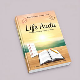 A visually appealing book cover for a self-help workbook titled 'Life Audit'