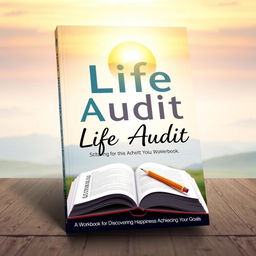 A visually appealing book cover for a self-help workbook titled 'Life Audit'