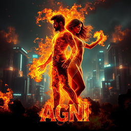 An intense cinematic sci-fi action superhero film poster titled 'Agni'