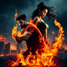 An intense cinematic sci-fi action superhero film poster titled 'Agni'